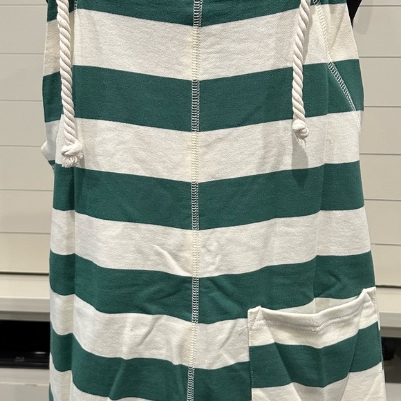 NWT The Greii, boutique brand. Green & white shorts romper. Striped terry romper - Picture 6 of 6